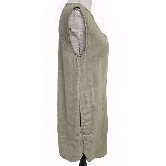 C&C California 100% Linen Dress Pockets Olive Green Women’s Size S - Picture 3 of 8